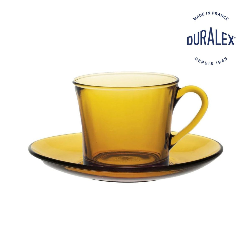 Duralex - Lys Amber Cup 18cl + Saucer (Set of 6)